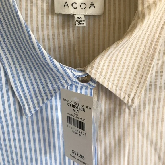 ACOA Striped Color Block Button Down Long Sleeved Shirt NWT From Buckle - Picture 4 of 16